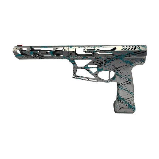 Monk's Splatter M4 - Titanium Base with Turquoise/Black Splatter