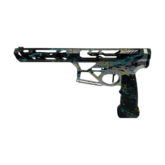 Monk's Splatter M4 - Titanium/Black Base with Yellow/Turquoise Splatter