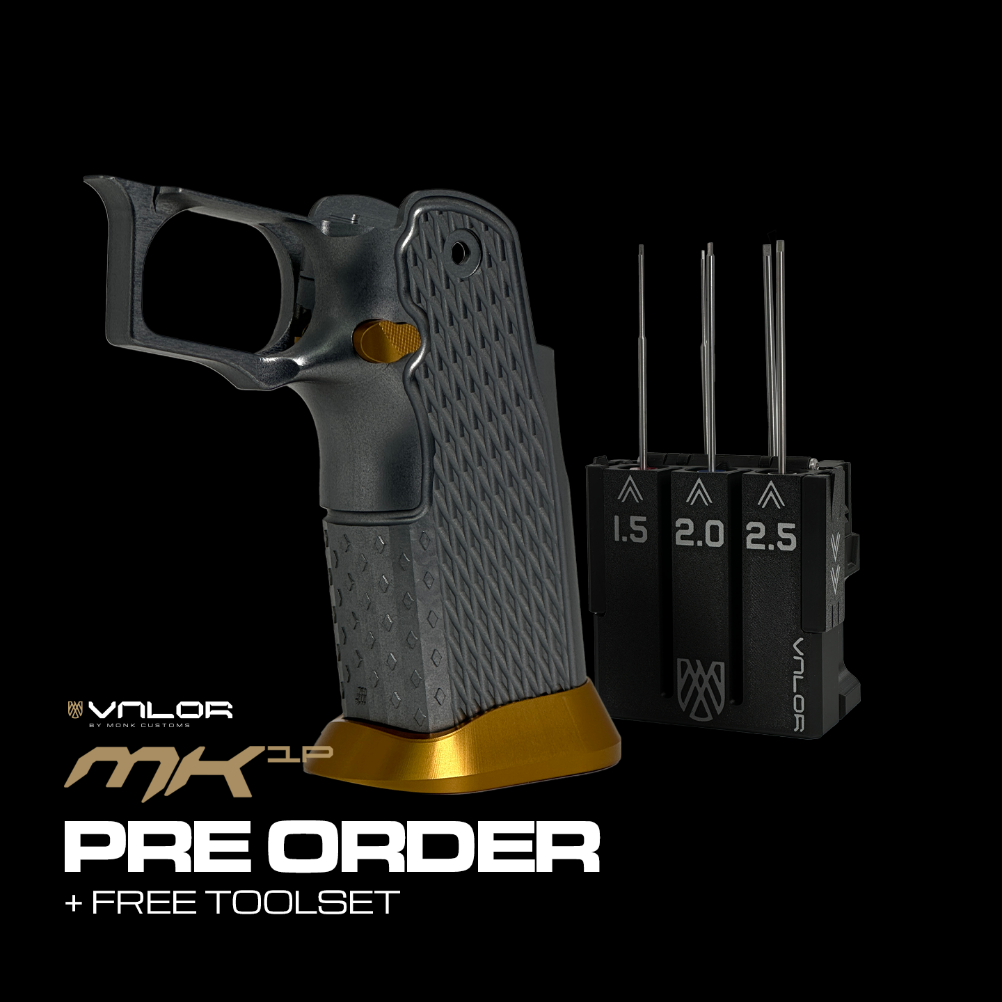 Valor MK-1P  Hi Capa Grip 'Diamond' (Matte Titanium/Matte Gold)