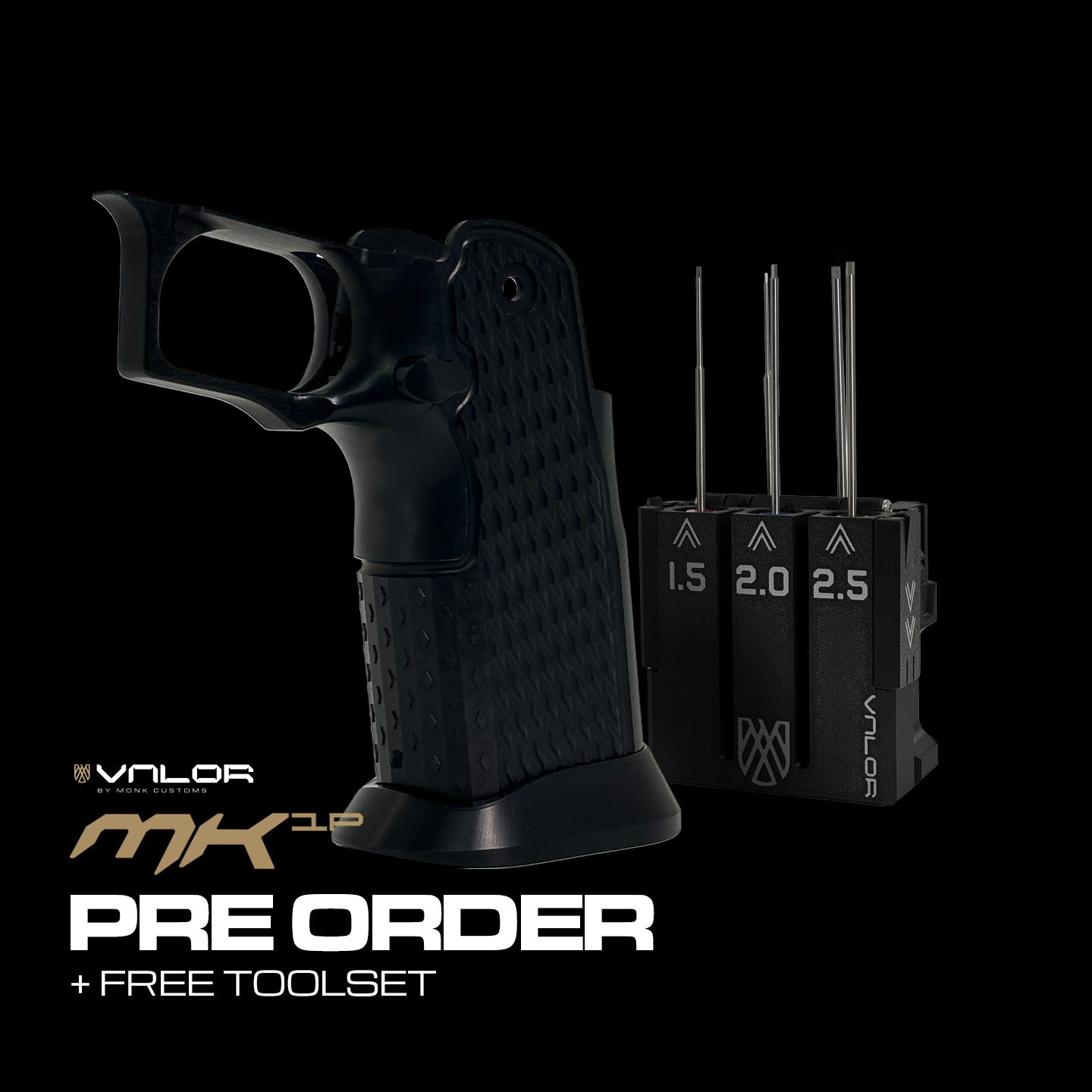 Valor MK-1P  Hi Capa Grip 'Diamond' (Matte Black/Gloss Black)