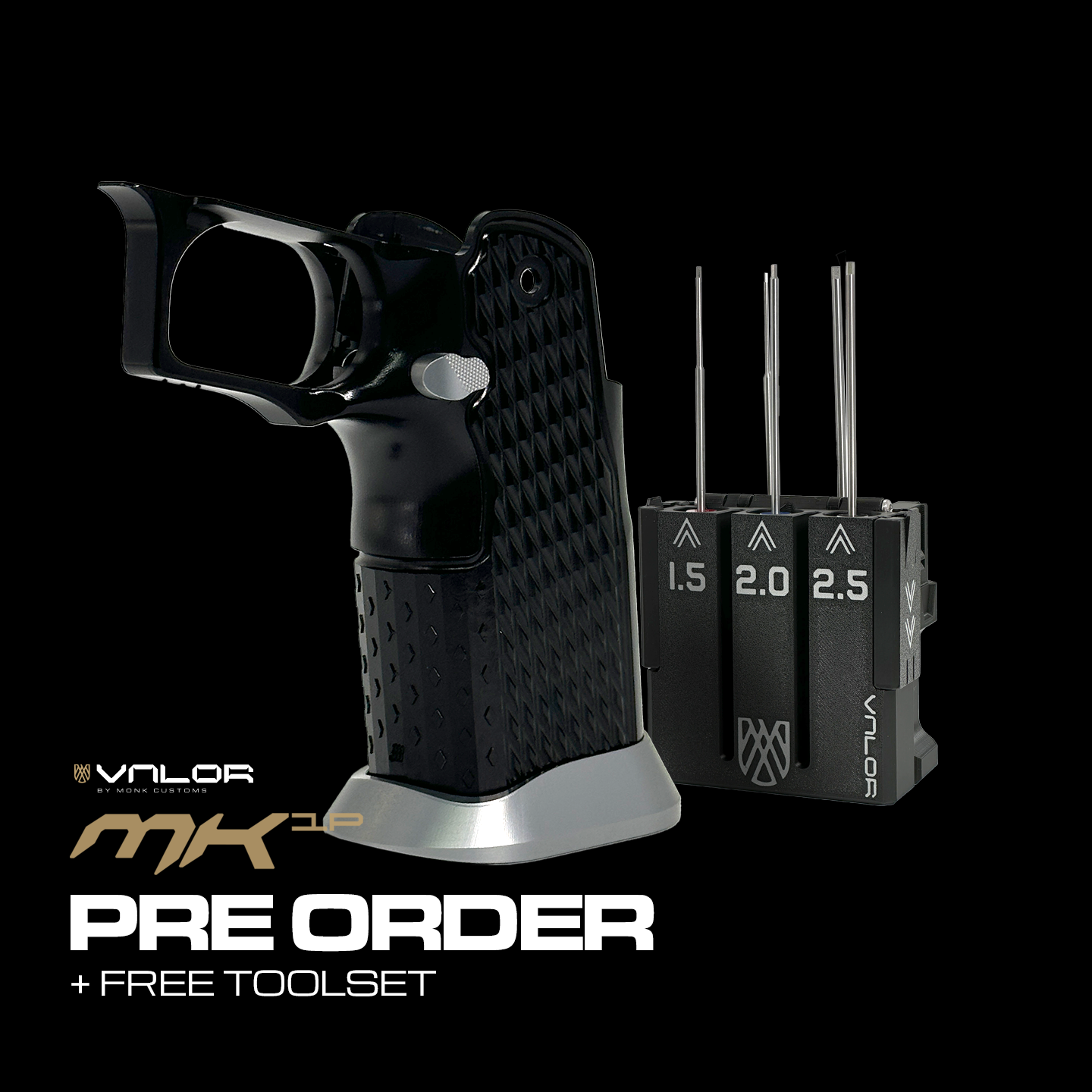 Valor MK-1P  Hi Capa Grip 'Diamond' (Gloss Black/Matte Titanium)